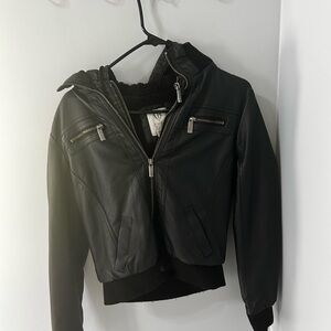 Black Leather BomberJacket